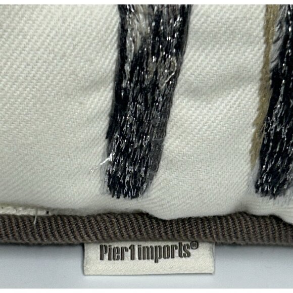 Pier 1 Imports Embroidered Throw Pillow 17”x17”Faux Fur Deer Cabin Hunting Decor - Picture 5 of 5